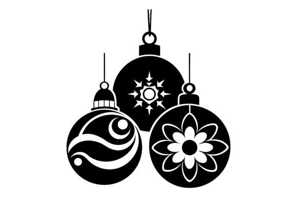 Black Silhouette Baubles for Festive Designs