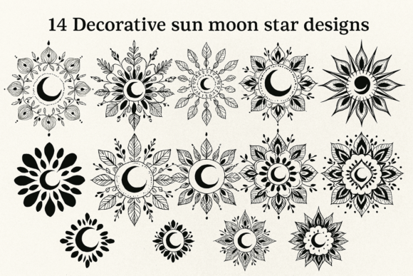 Celestial Elegance: Sun Moon Star Designs