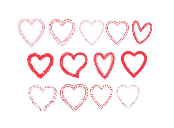 Decorative Hand-Drawn Heart Doodles for Creative Projects