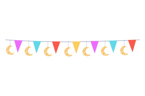 Elevating Ramadan Spaces with a Decorative Bunting Featuring Moon Crescent Designs