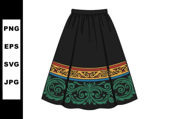 Embracing Heritage: The Versatility of a Traditional Black Skirt with Decorative Patterns