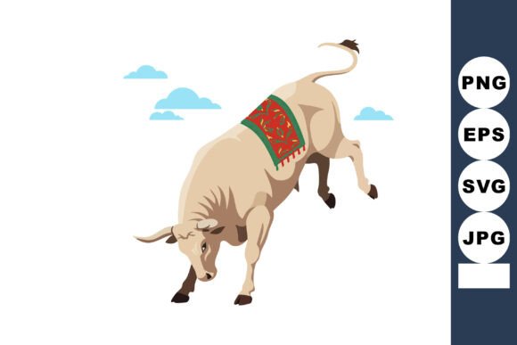 Evaluating the Bull with Decorative Red and Green Saddle for Versatile Design Projects