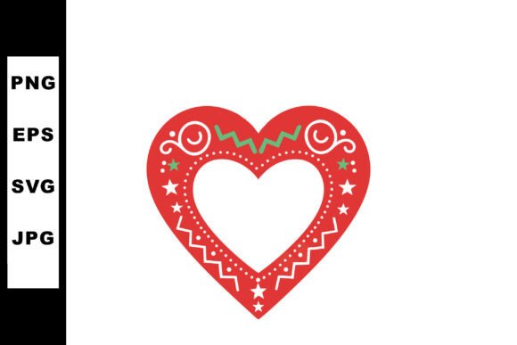 Evaluating the Red Heart with Decorative White and Green Folk Art for Creative Projects