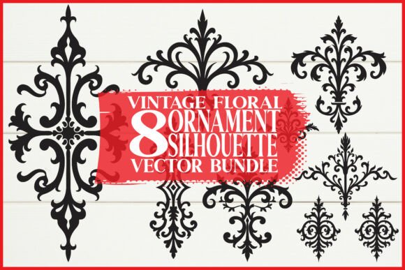 Reviving Classic Elegance with Vintage Floral Ornament Silhouettes