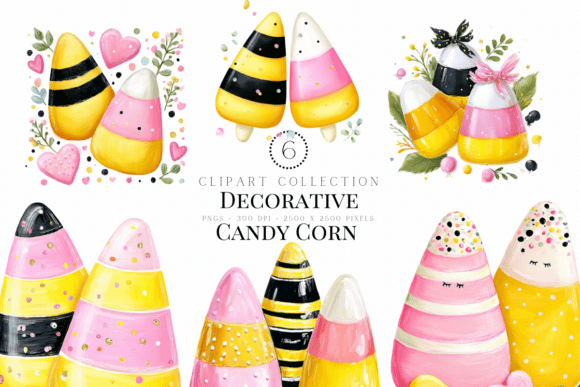 Whimsical Candy Corn Clipart for Halloween